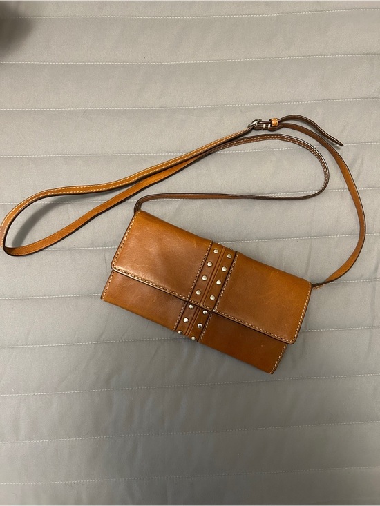Michael Kors Handbags - Michael Kors Stud-Accent Tan Leather Crossbody Wallet